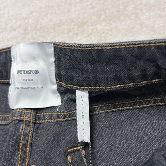 NWT One Teaspoon Dukes Denim/Jean Shorts Black Frayed Edge Low Rise Size 28 - Picture 5 of 9